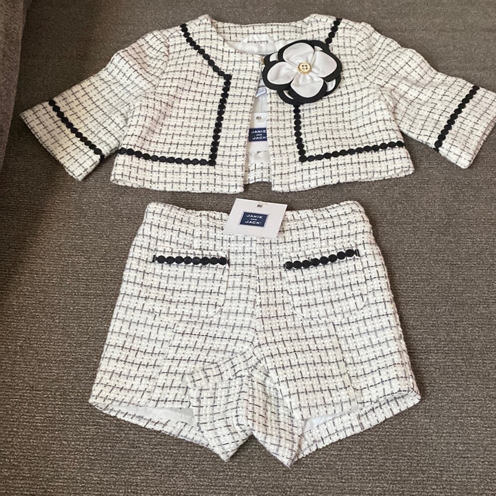 NWT Janie and Jack matching set “Bonjour from Paris” 6-12 Months